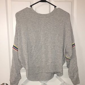 Gray Long Sleeve with Rainbow Stripes